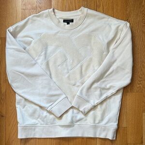 Banana Republic Cream Crewneck Sweatshirt with Textured Logo Detail